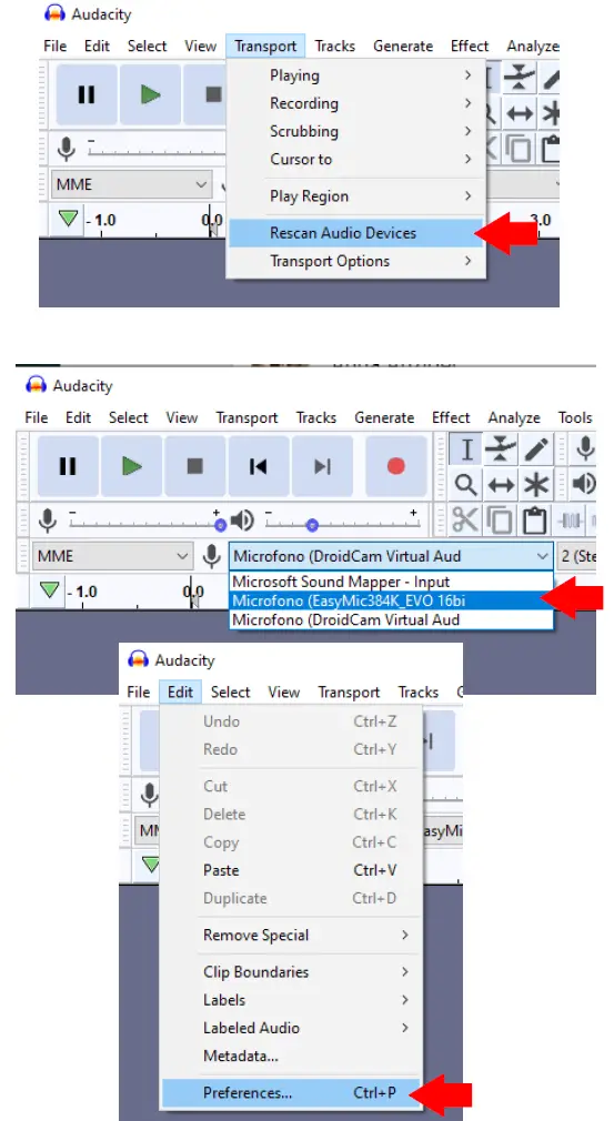 How to setup Audacity with Ultramic384K_EVO 01