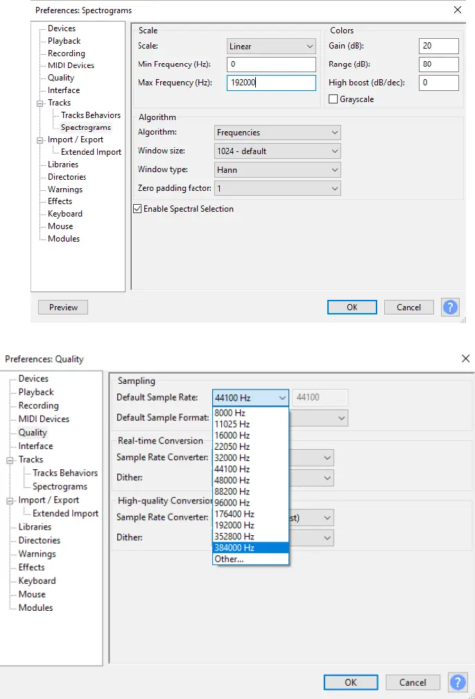 How to setup Audacity with Ultramic384K_EVO 03