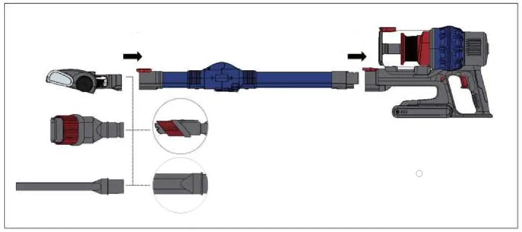 ELInZ VCHSG10 Cordless Hand Stick Foldable Vacuum- Diagram