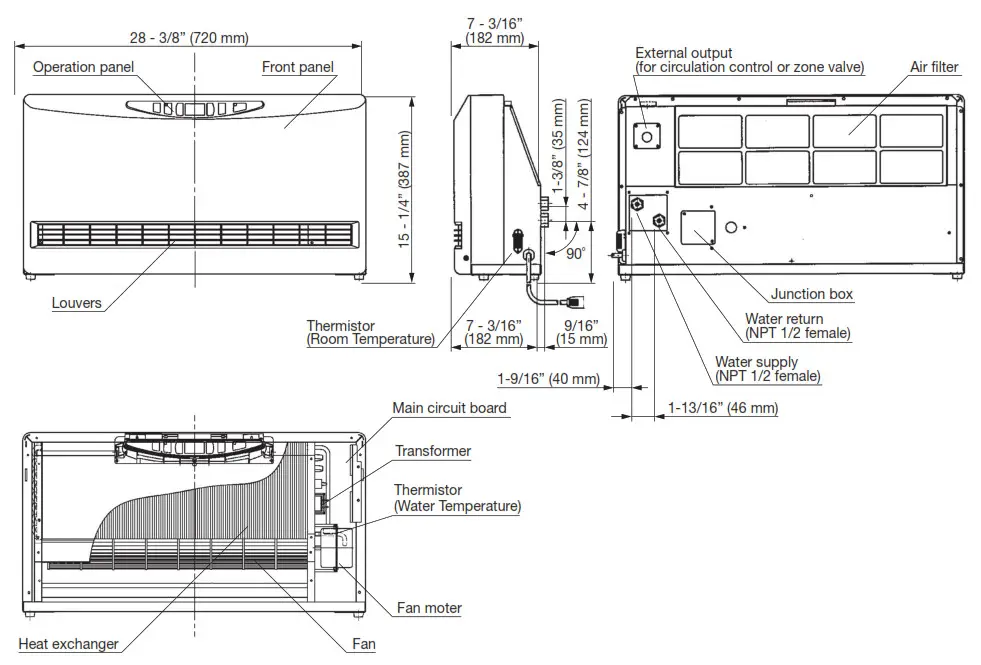 TOYOTOMI Heat Convector HC 190 - DIMENSIONAL OUTLINE 2