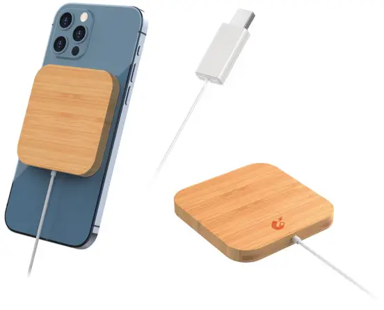 Leader Premiums AB0299 Bamboo Magnetic Wireless Charger - Cover