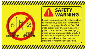 Leader Premiums AB0299 Bamboo Magnetic Wireless Charger - Warnings