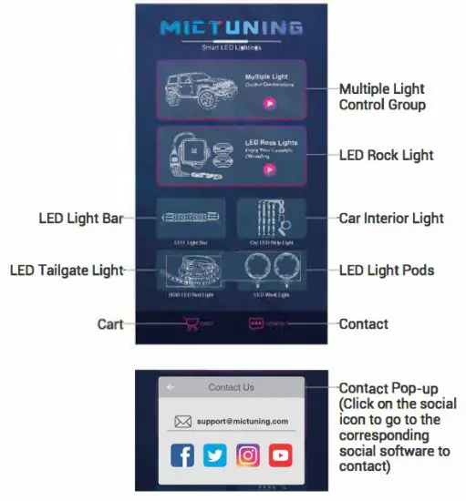 MICTUNING C2 Curved RGBW LED Rock Light - Guide Page