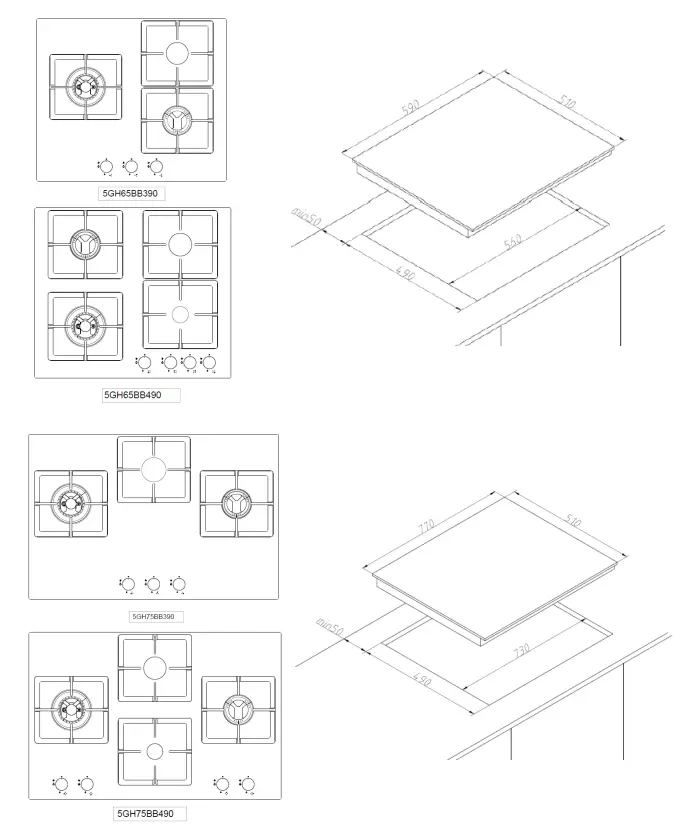 BLAUPUNKT 5GH65BB390 60cm Gas Hob-fig12