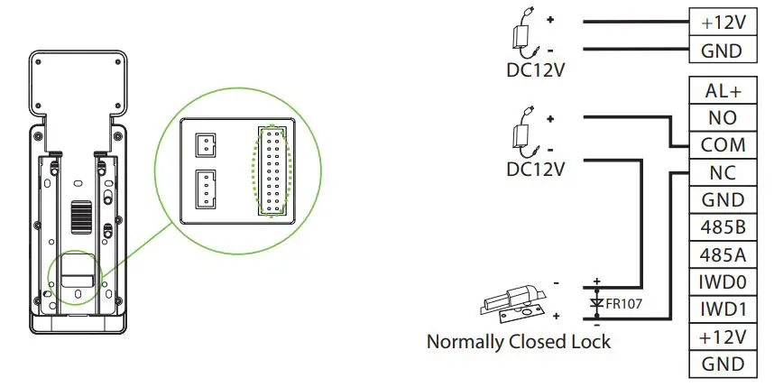 ZKTeco SpeedFace-V4LTI Visible Light Facial Recognition Terminal - Device not sharing power with the lock