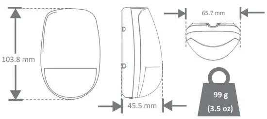 ABUS AZBW10120 Motion Detector PIR MW - Dimension