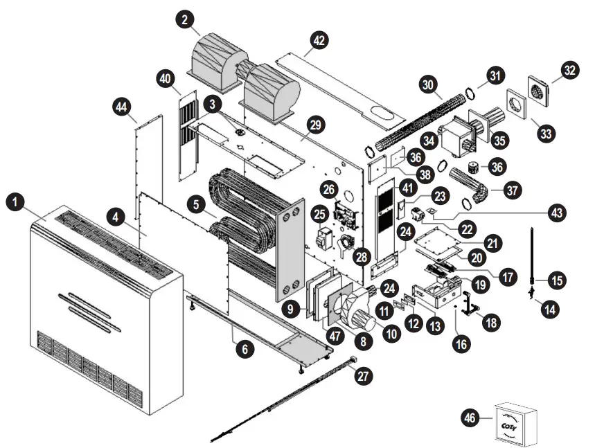 cozyheaters HEDV254A HI-EFFICIENT DIRECT VENT WALL FURNACE - figure 17