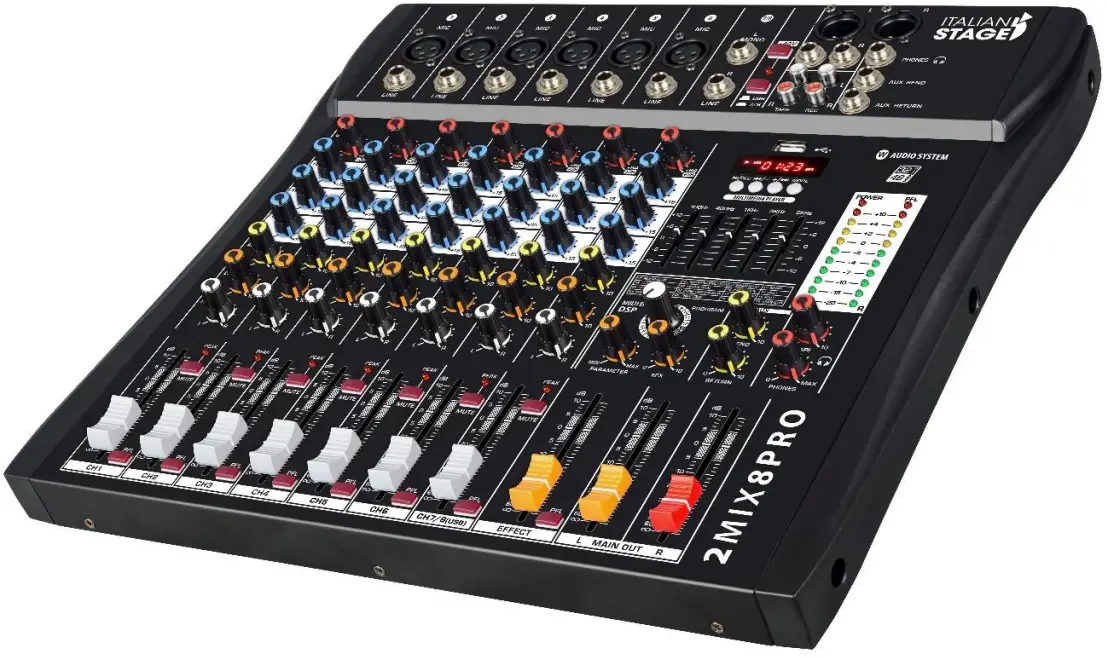 AUDIO SYSTEM 2MIX8PRO Professional USB Interface Stereo Mixer with FX DSP