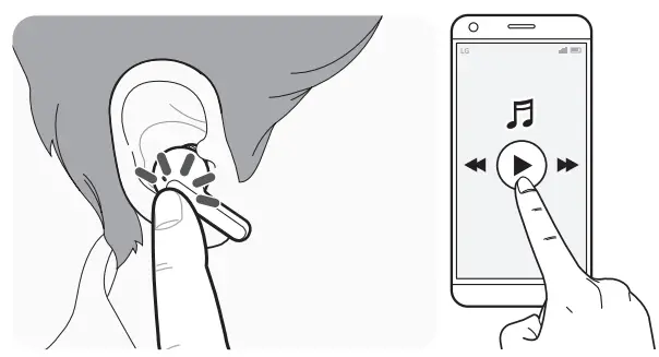 LG HBS FN6 HBS FN5U HBS FN4 Tone Free Bluetooth Stereo Headset - Playing Music