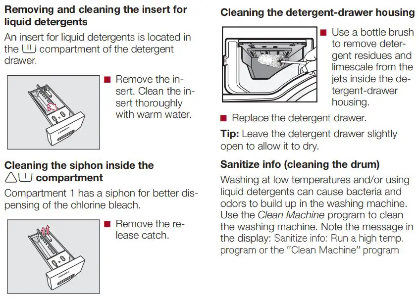 Miele WXF 660 WCS W1 24 Inch Lotus White Front Load Washer User Guide - Cleaning and care
