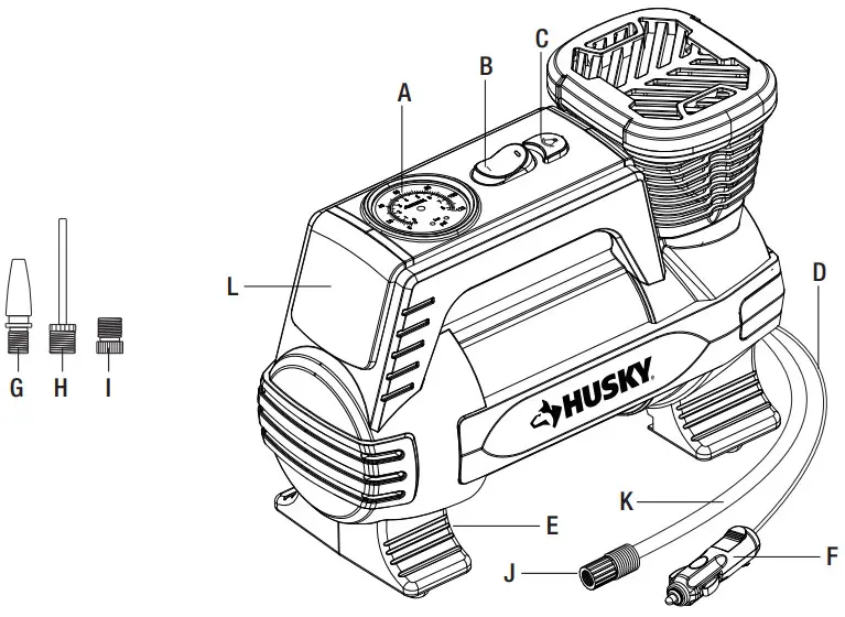 HUSKY RCP B62B Portable Air Compressor - PACKAGE CONTENTS