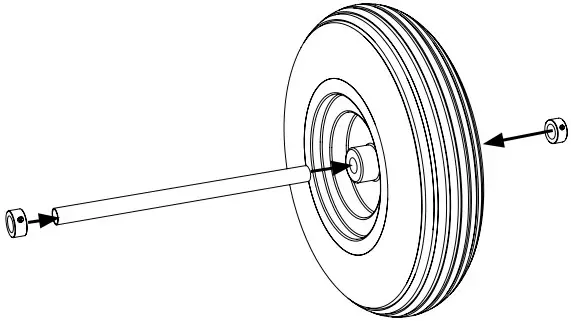 Place the axle inside the wheel