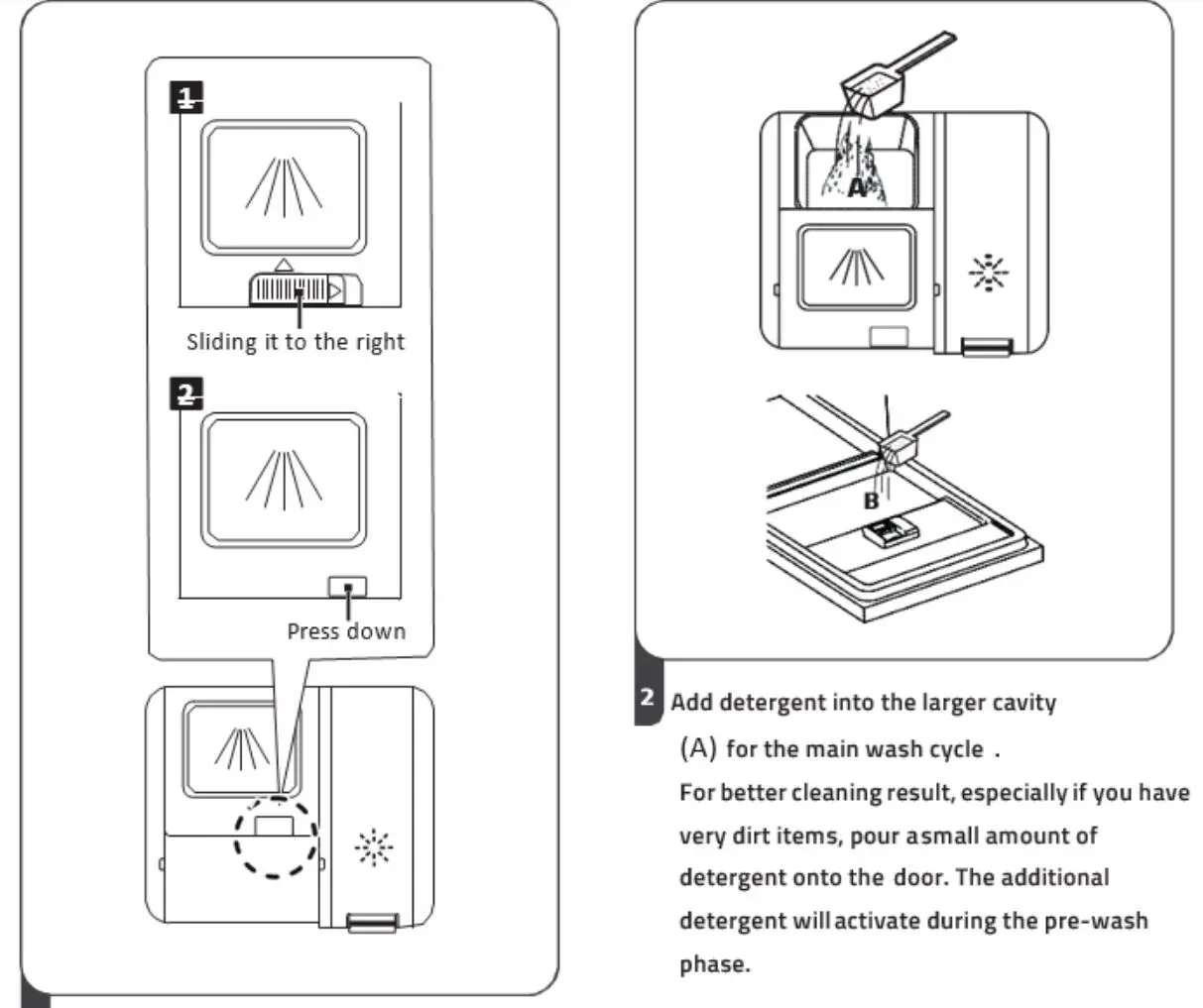 COOKOLOGY CBID601 Dishwasher Instruction Manual - Filling The Detergent Dispenser