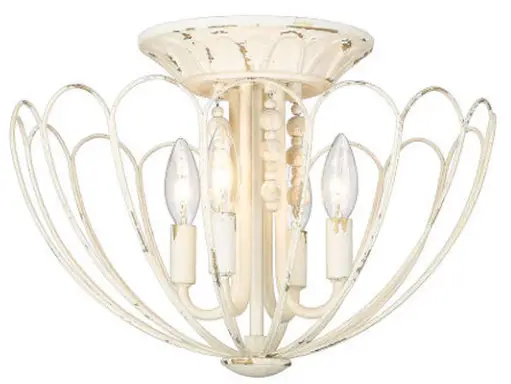 GOLDEN LIGHTING-7862-SF-Marguerite 4 Light-Semi-Flush in Vintage-Parisian White