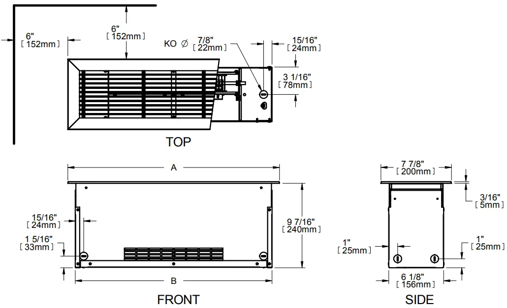 STELPRO FI1512 FI Series Floor Insert Heater - TECHNICAL DRAWINGS