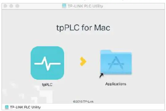 tp-link tpPLC Utility Computer Software for Powerline Adapters and Extenders User Guide - Double-click the package and drag tpPLC to Applications