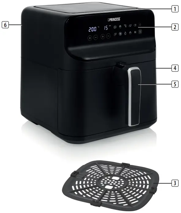 PRINCESS 01 183033 01 014 Digital Airfryer - PARTS DESCRIPTION