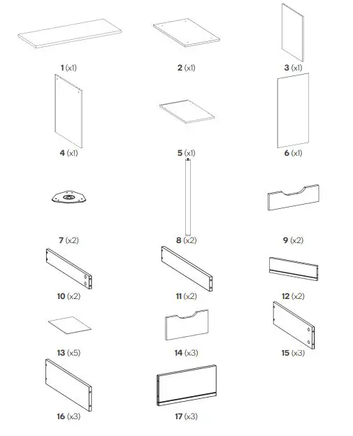 Kogan Ovela William Filing Cabinet Desk - COMPONENTS