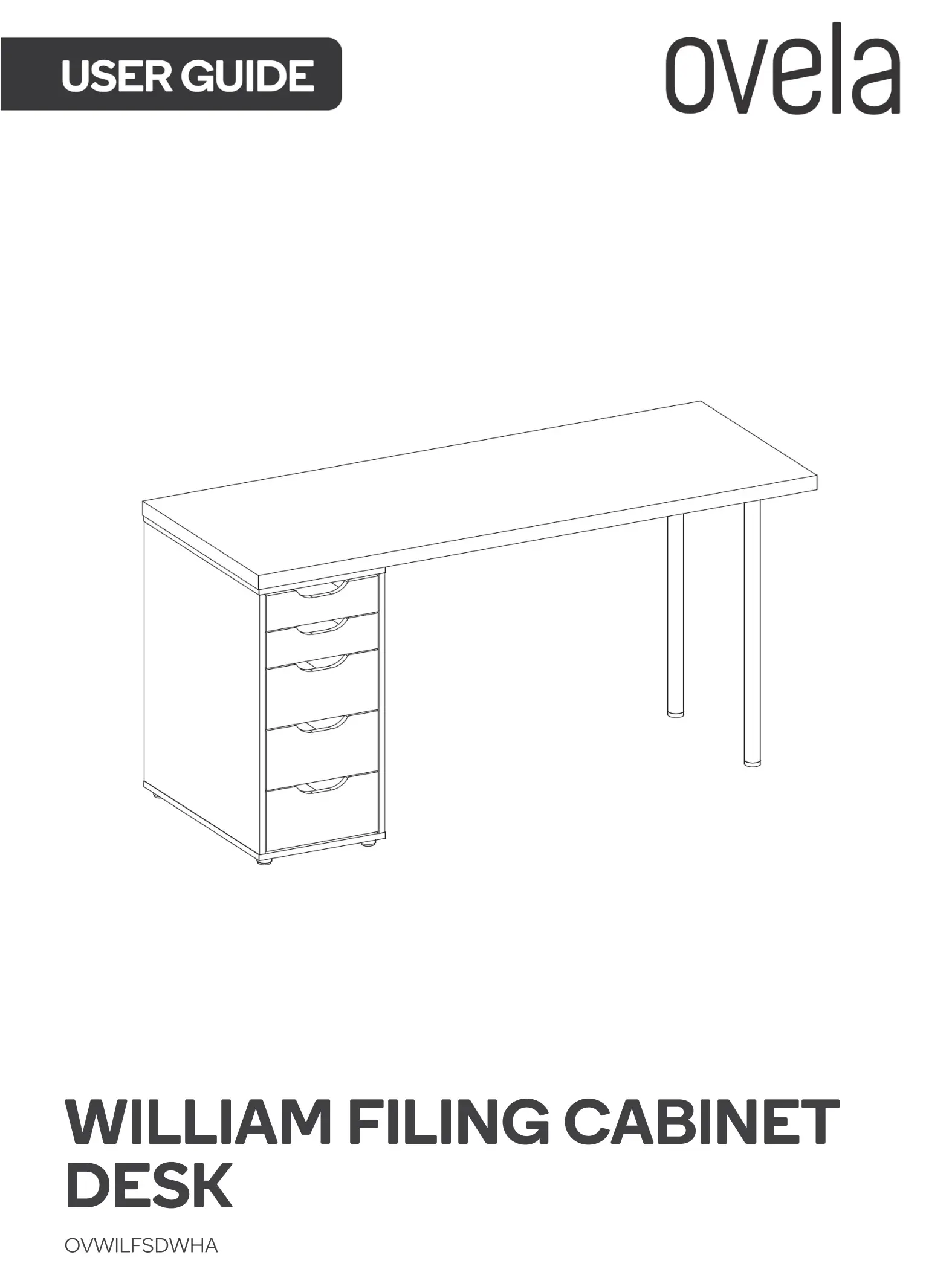 Kogan Ovela William Filing Cabinet Desk User Guide