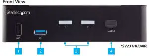 StarTech SV231HU34K6 2 Port USB 3.0 HDMI- Front View