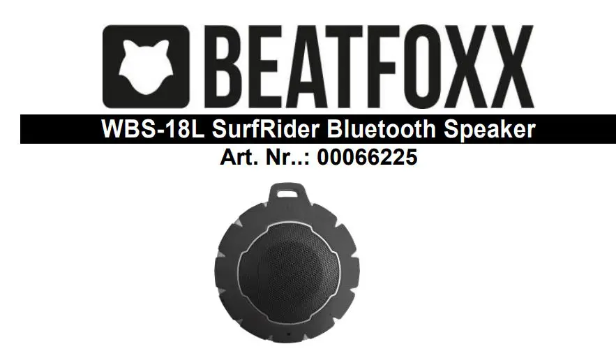 BEATFOXX WBS-18L SurfRider Bluetooth Speaker User Manual