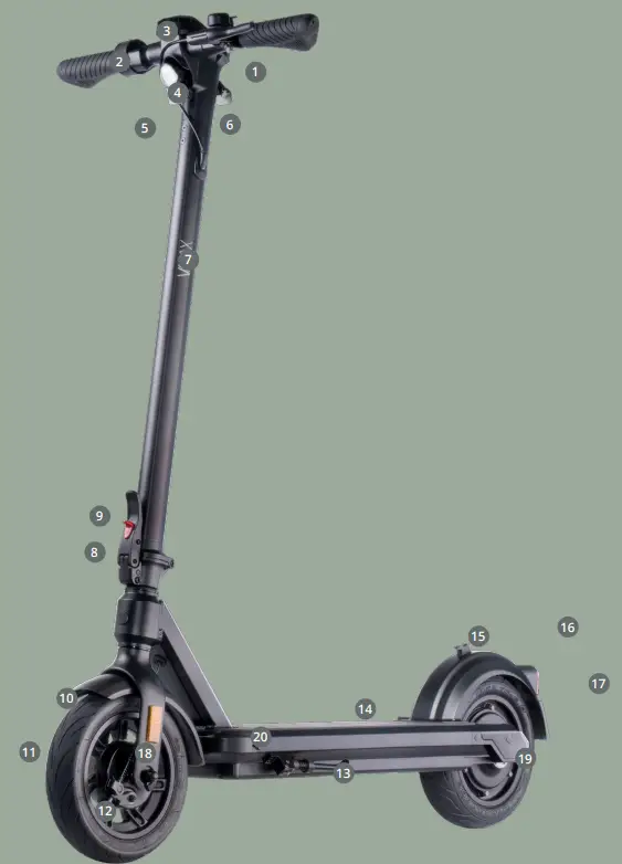 VMAX 110 52604 VX4 Electric Scooter - PARTS DESCRIPTION