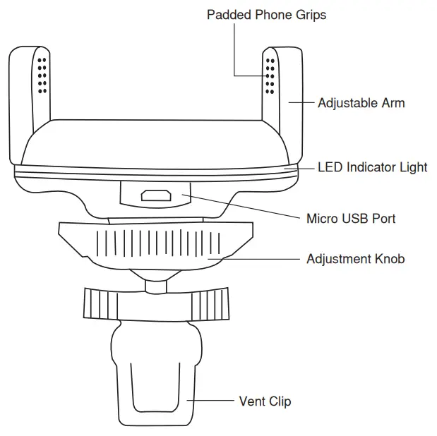 Merchsource 1015211 Car Phone Mount Air Vent with Wireless Charging-LAYOUT