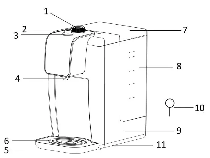 emerio WD-118981 Hot water Dispenser - PARTS DESCRIPTION