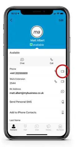 HiHi CONNECT App User Guide - Via the Contact Card