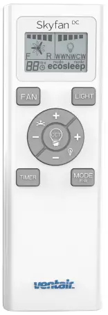 ventair SKY903WH DC Ceiling Fan with 20W Tri Colour LED Light and Remote - REMOTE 1C