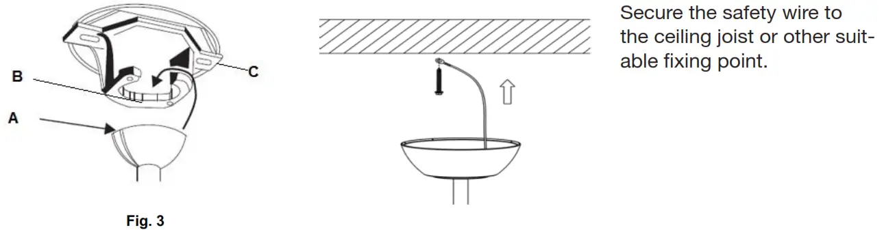 ventair SKY903WH DC Ceiling Fan with 20W Tri Colour LED Light and Remote - fixing