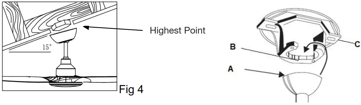 ventair SKY903WH DC Ceiling Fan with 20W Tri Colour LED Light and Remote - hanging