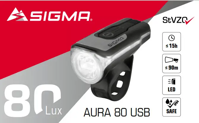 SIGMA 73665 Aura 80 USB LED Front Light