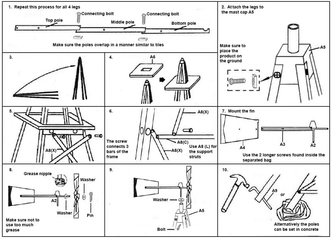 wiltec 51798 245cm Silver-coloured Windmill Wind Game Ball Bearing Mill - fig1