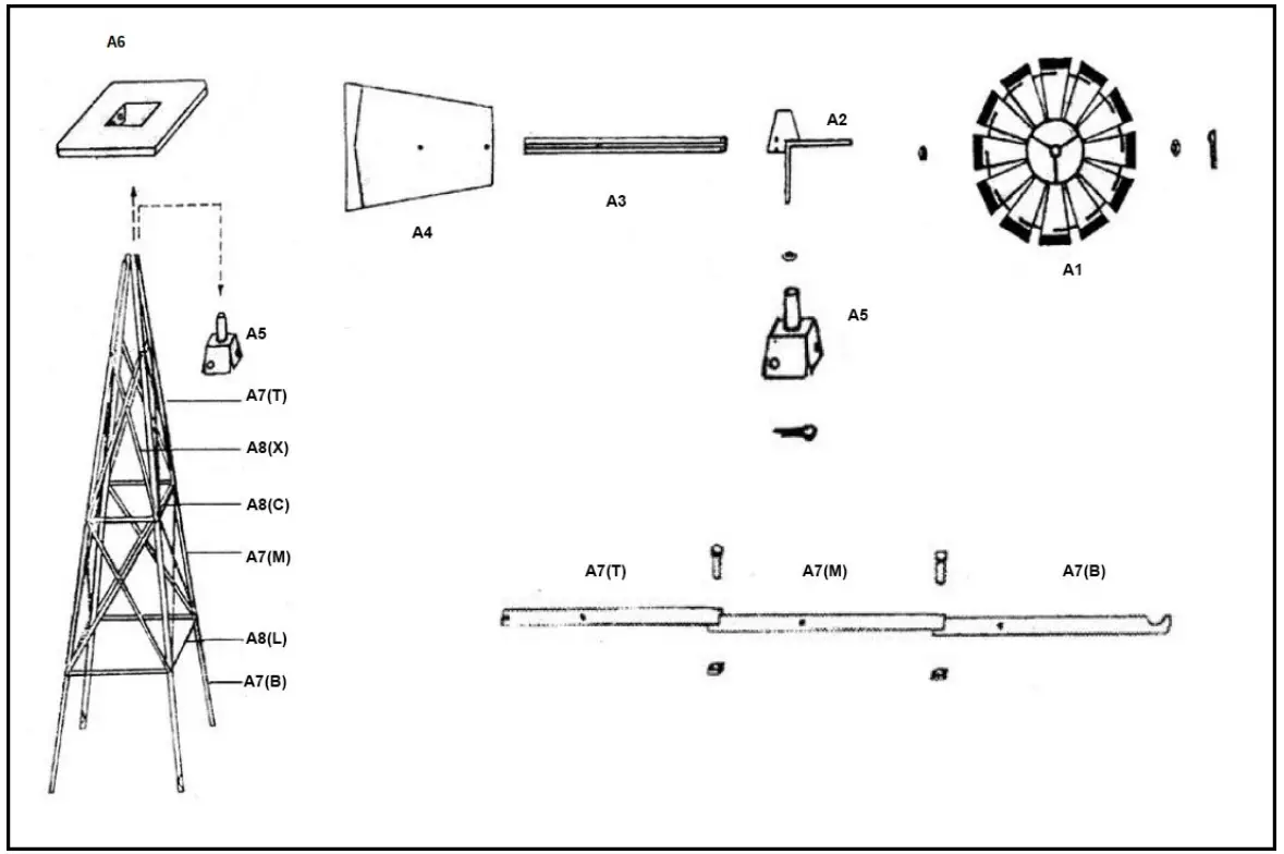 wiltec 51798 245cm Silver-coloured Windmill Wind Game Ball Bearing Mill - fig2