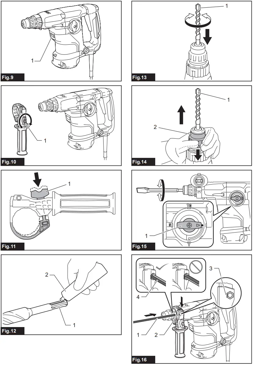 makita HR3011FC Rotary Combination Hammer - Fig 1