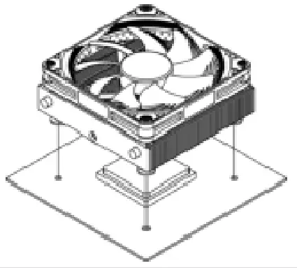 Fastening the heatsink to the CPU