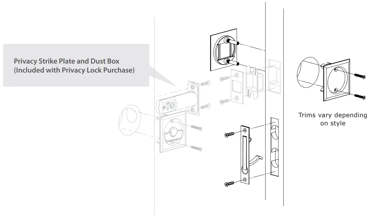 EMTEK IN4 TUBPKTDUM INS Tubular Pocket Door Lock - fig