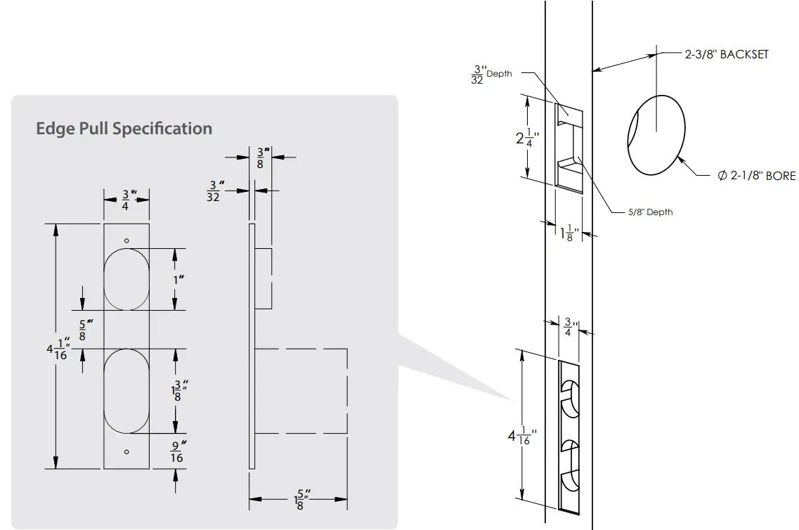 EMTEK IN4 TUBPKTDUM INS Tubular Pocket Door Lock