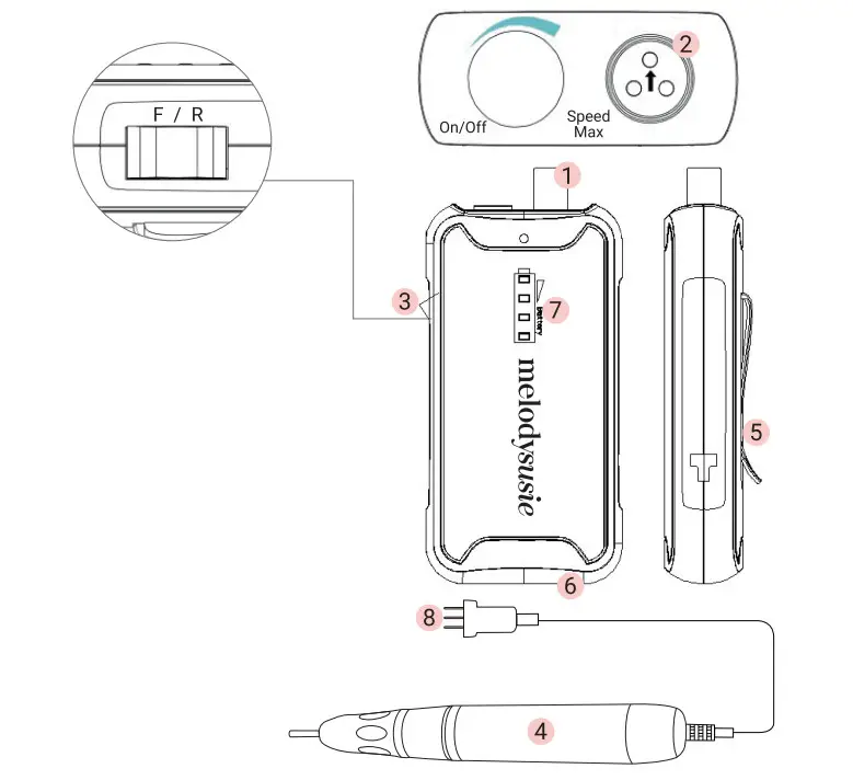 melodysusie MR1 Sparkle Rechargeable Nail Drill - Figure 2