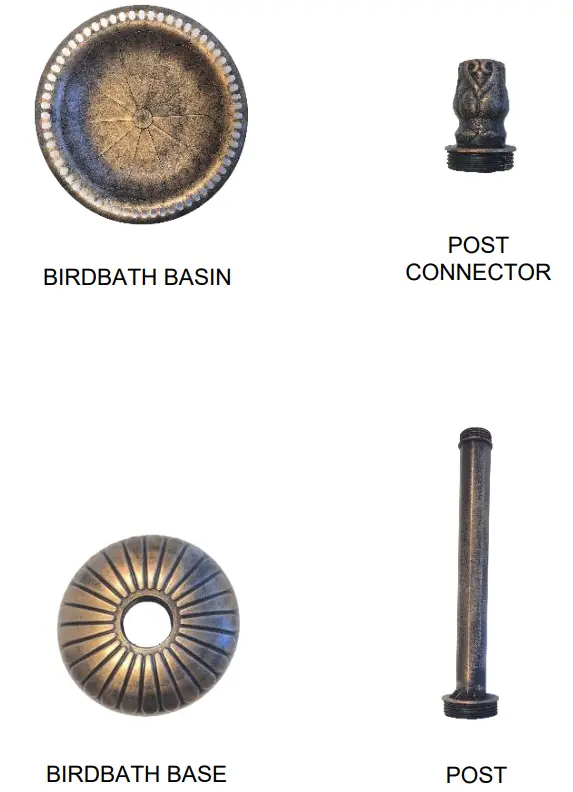 XBRAND BB3363GN Flower Design Birdbath - parts 1