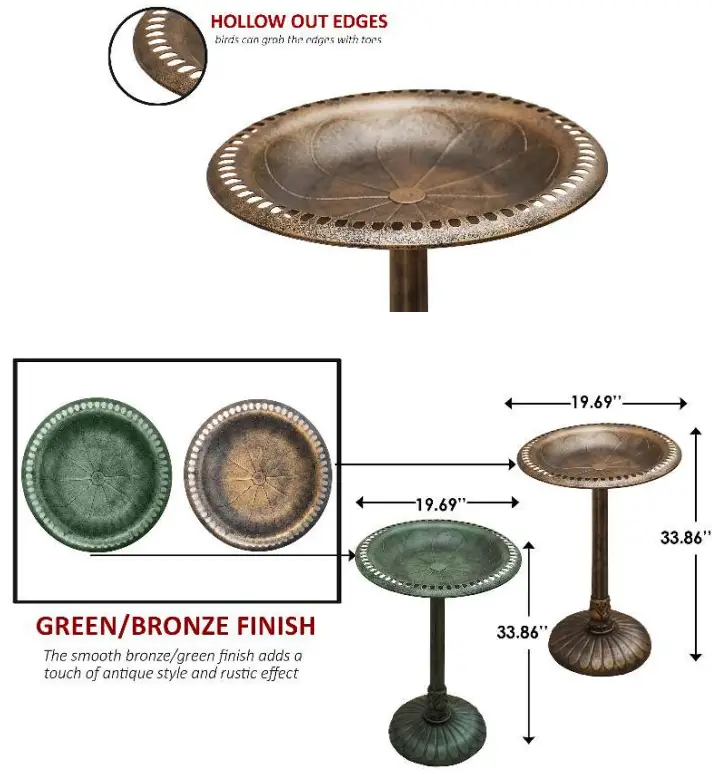 XBRAND BB3363GN Flower Design Birdbath - parts