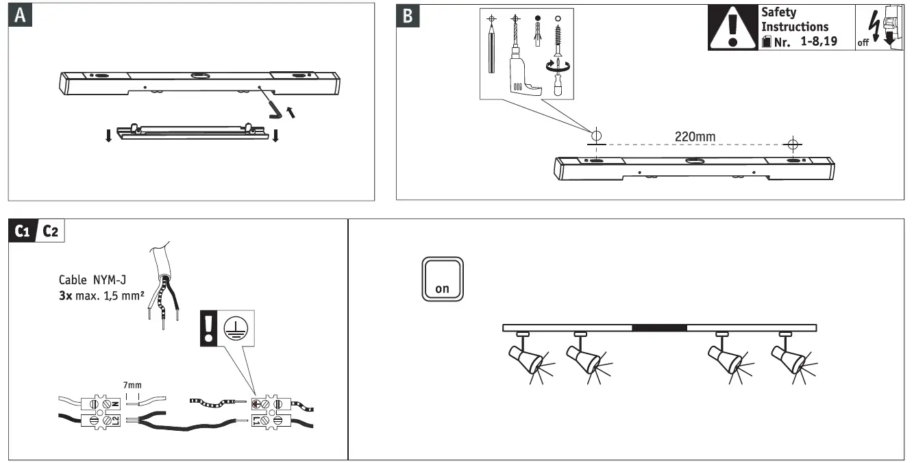 Paulmann 977.65 URail Middle-Feed Chrome Matt 2