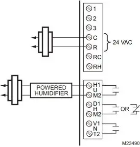 Typical hookup of powered humidifier