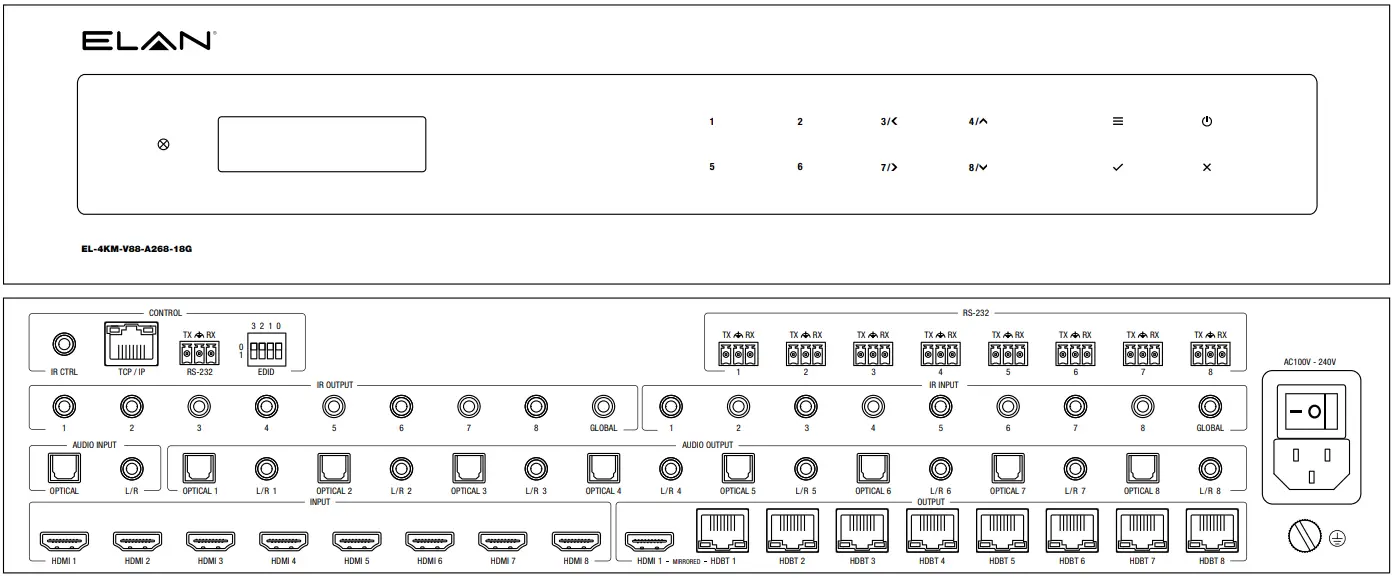 ELAN EL 4KPM V88 A268 18G 8x8 HDBaseT Matrix