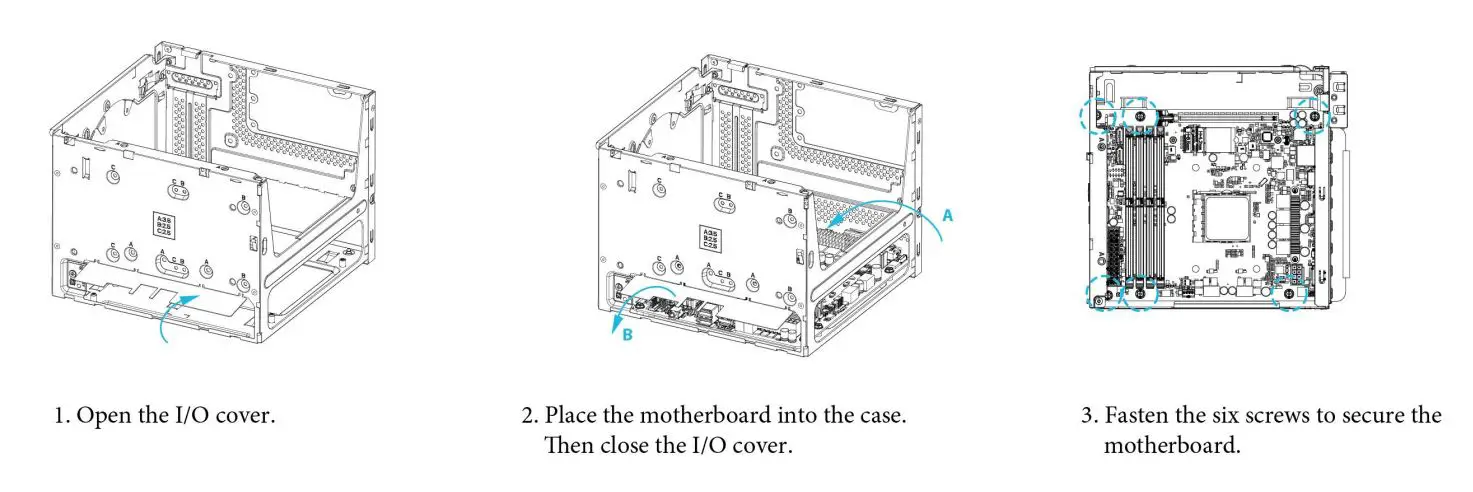 ASRock DeskMeet X300 Series Compact PC Installation Guide - How to Install the Motherboard
