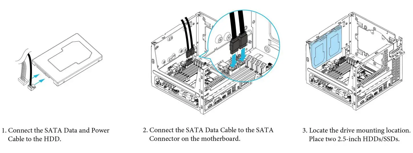 ASRock DeskMeet X300 Series Compact PC Installation Guide - Installing the 2.5 inch HDD