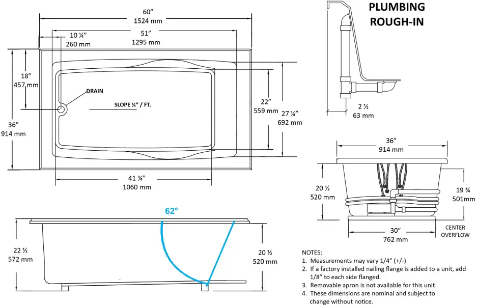 MANSFIELD 3781200 Acrylic Swirl-Way Bathtub-fig2