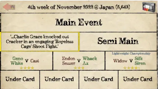 MDickie Wrestling Empire v1.2.6 -Results