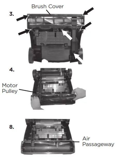 Checking rotating floor brush and drive belt
